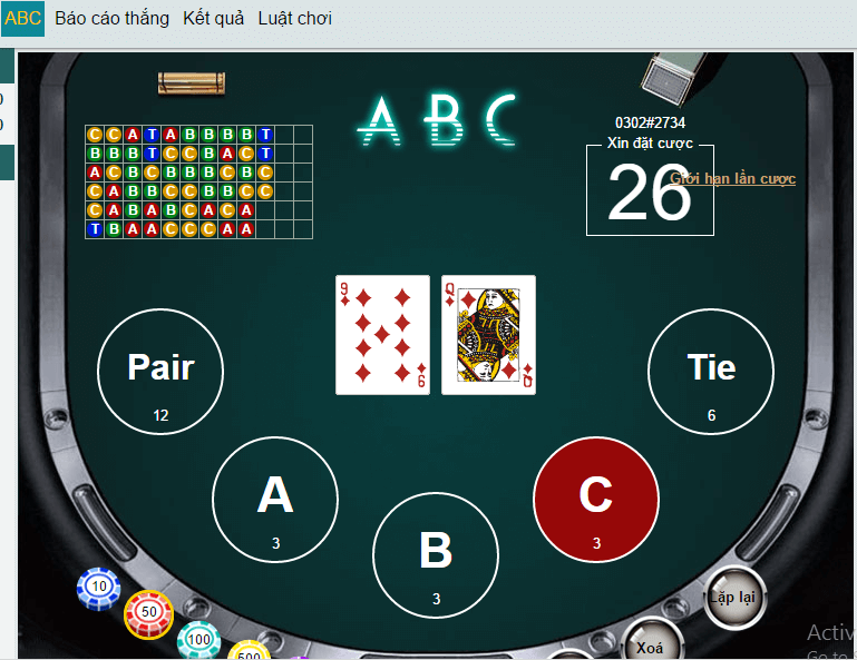 Cách chơi bài ABC ăn chắc tại nhà cái win2888